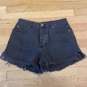 Black Distressed Jean Shorts